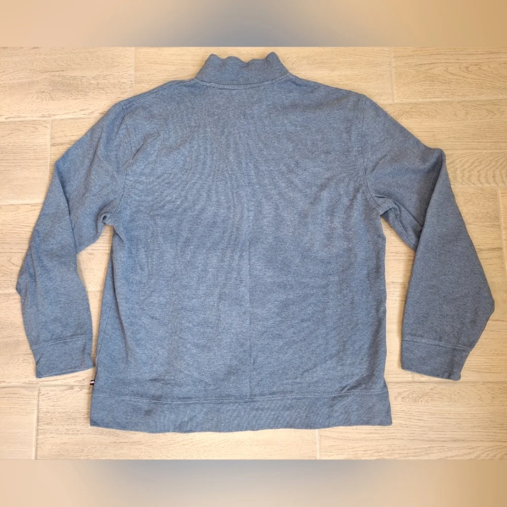 Tommy Hilfiger men's dusty blue 1/4 zip heavy cotton sweater - size XXL